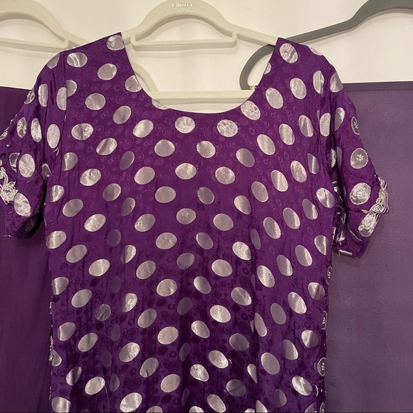 Purple Foil Salwar Kameez Indian 3-Piece Set – Size 40 - Picture 13 of 15